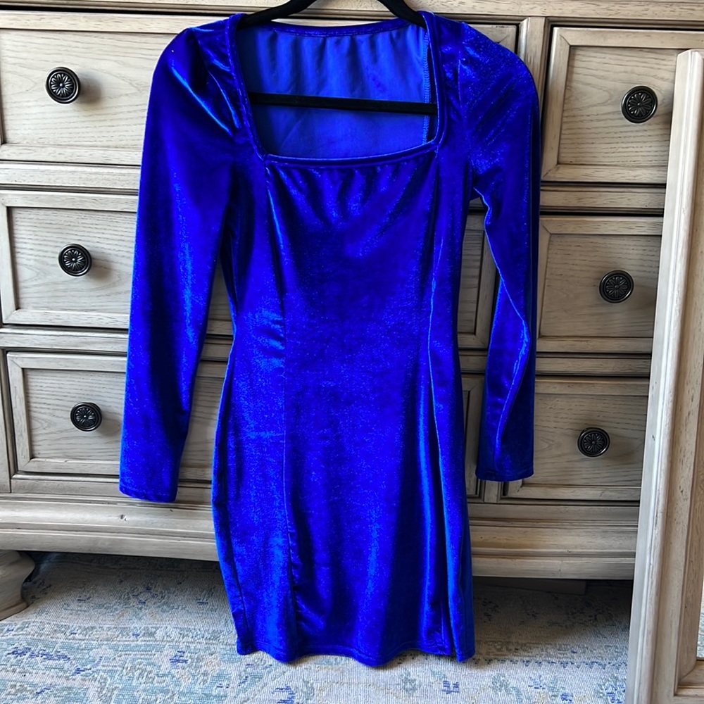 Blue velvet dress